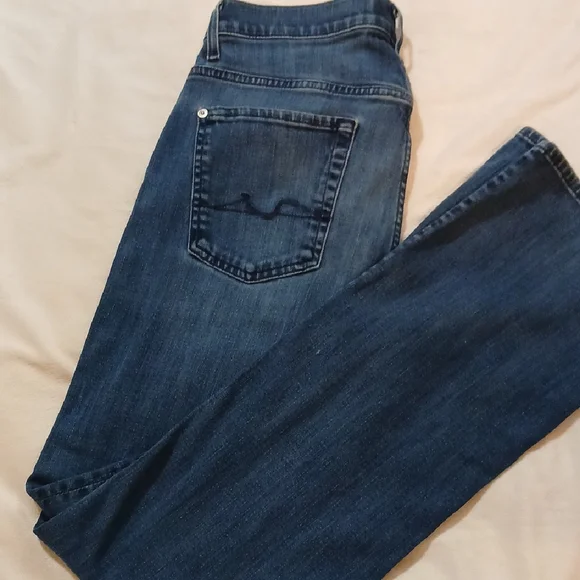 7 For All Mankind Blue Straight-Leg Jeans Timeless Design - Picture 5 of 5
